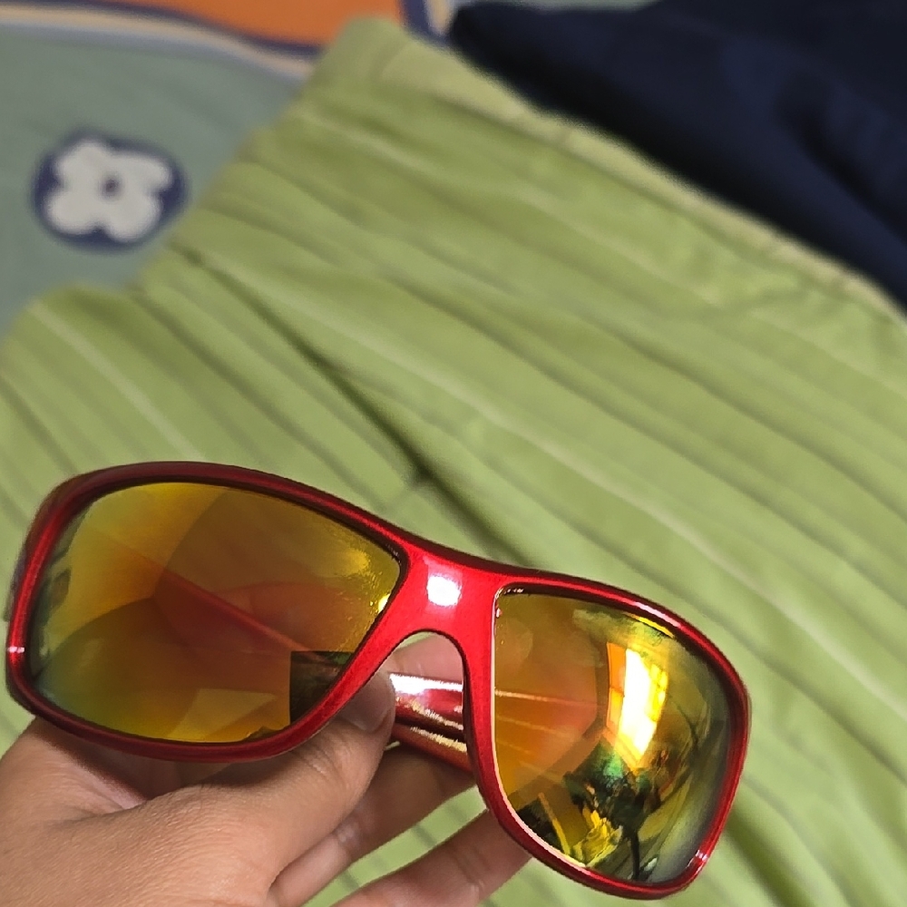 Red Sunglasses with Gold Lenses